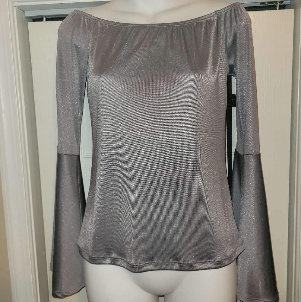 Silver bell sleeve top